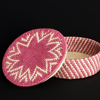 Handwoven Basket with Decorative Lid