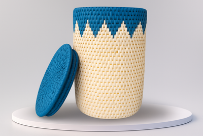 Eco-Friendly Woven Storage Basket with Teal Accents