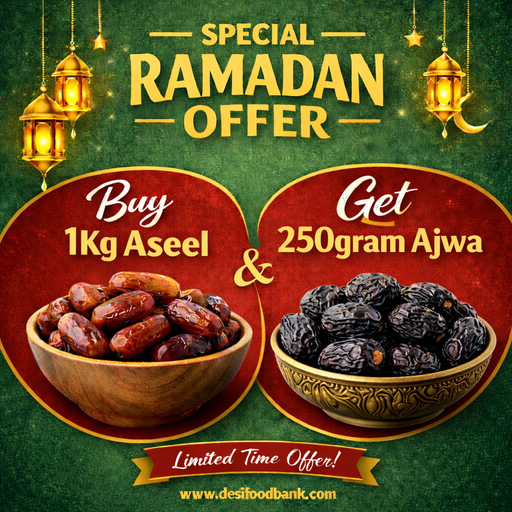 Ramadan Special Offer – Buy 1kg Aseel & Get 250g Ajwa FREE | Sindh's Dates