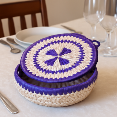 Handwoven Multicolor Basket with Lid – Traditional Desi Design