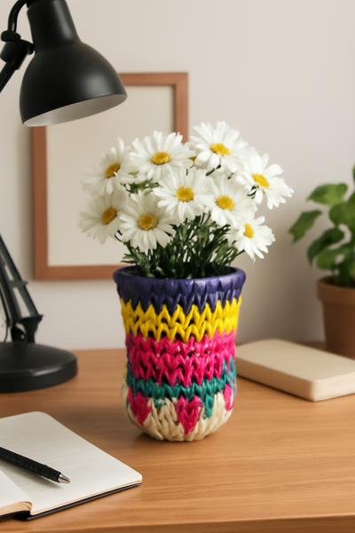 Colorful Palm Leaf Vase - Small | Made in Pakistan (Sindh) - Vase Only