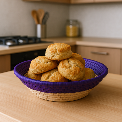 Handwoven Natural Fiber Multipurpose Basket - Purple & Natural
