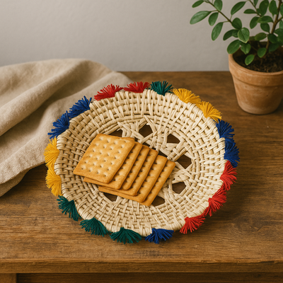 Handwoven Traditional Multipurpose Mat/Basket with Tassels