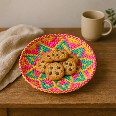 Vibrant Multicolor Handwoven Roti Basket (Changeri Design)