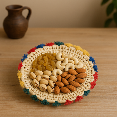 Handwoven Traditional Multipurpose Mat/Basket with Tassels