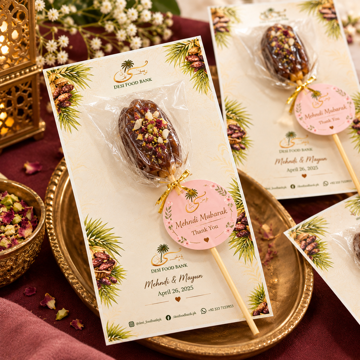 Personalized Stuffed Dates Favors | Custom Date Lollipops | Wedding & Event Favors | Pinteresty Date Gifts | Mehndi, Nikkah & Baby Shower