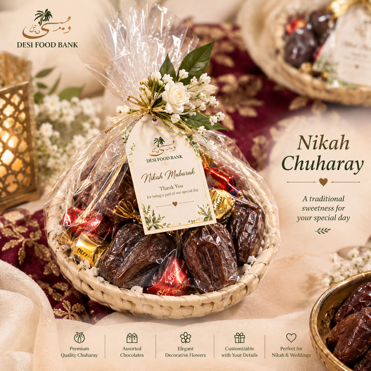 Nikah Chuharay | Customized Chuhara Favors for Nikah | Traditional Wedding Favors | Chuharay & Chocolates Gift Basket