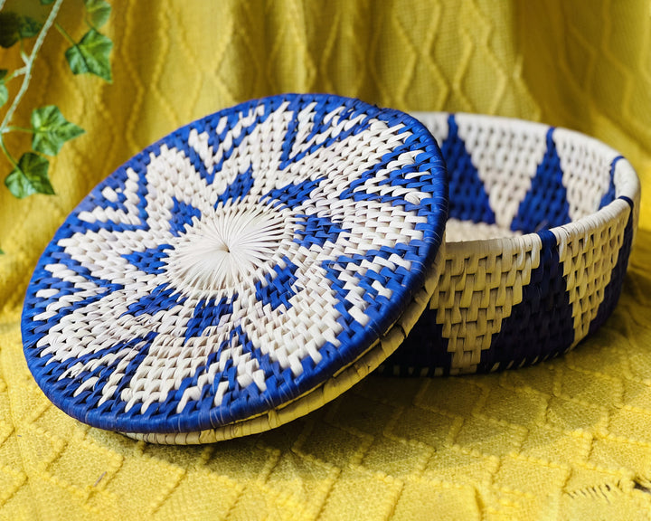 Handwoven Basket with Decorative Lid
