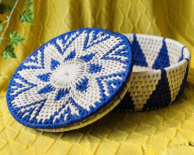 Handwoven Basket with Decorative Lid
