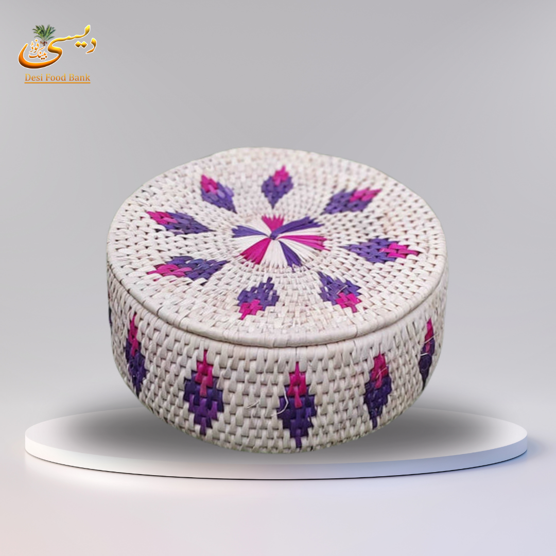Handcrafted Wicker Basket with Lid | Made in Pakistan (Sindh)