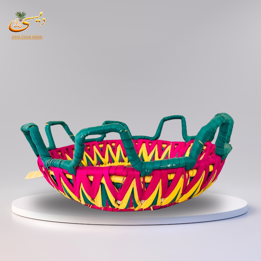 Colorful Handwoven Basket Vibrant Woven Serving Tray