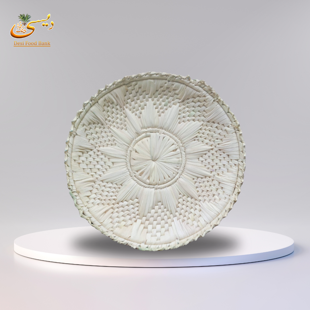 Pair Of Handwoven Palm Leaf Basket - Natural Decorative Tray | Made in Pakistan (Sindh)