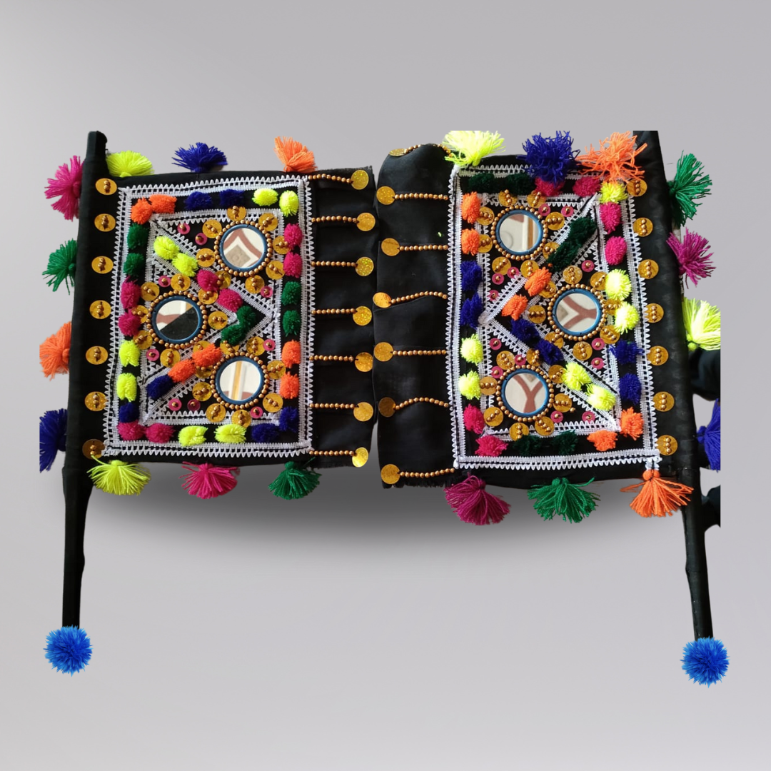 Pair Of Colorful Embroidered Mirror Work Wall Hanging