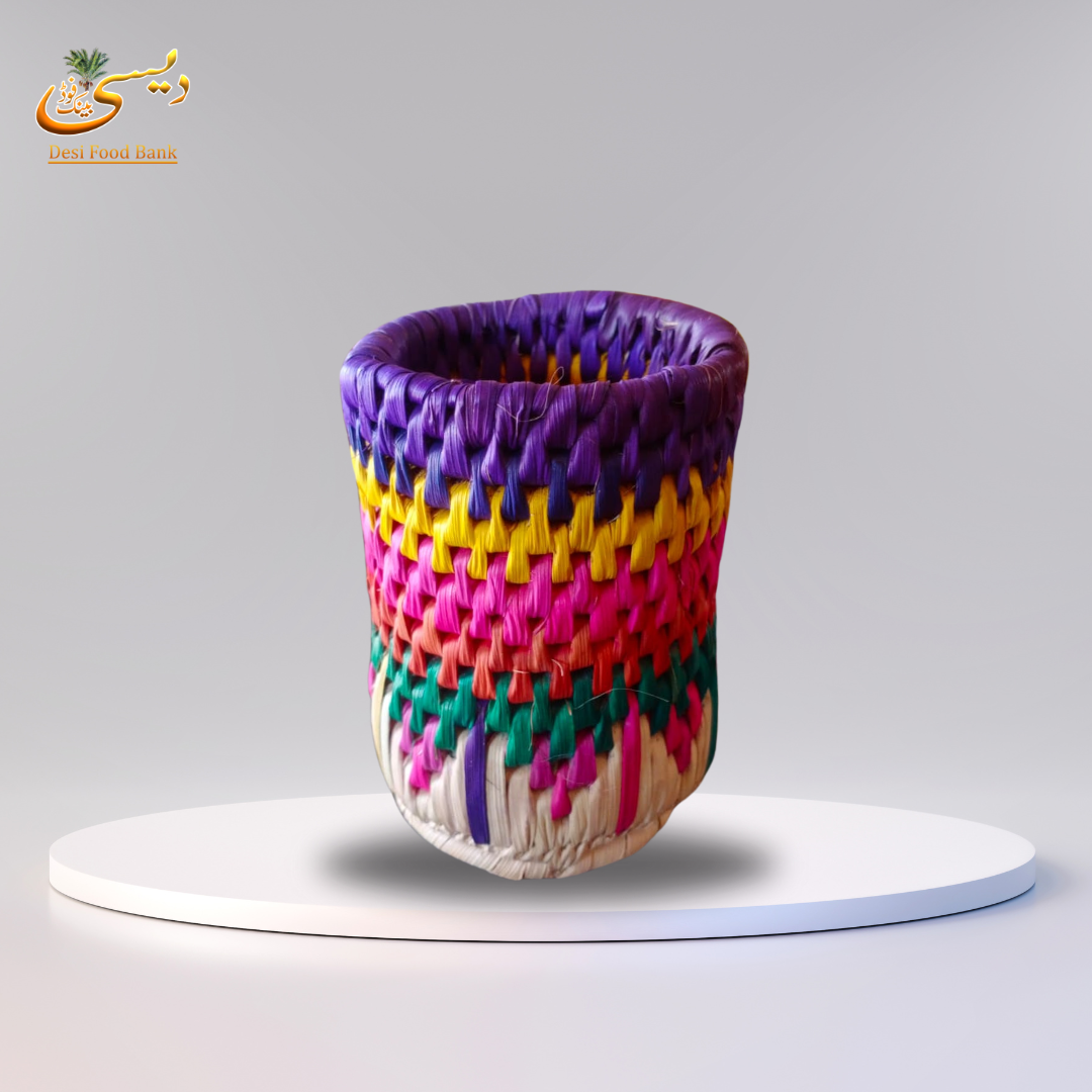 Colorful Palm Leaf Vase - Small | Made in Pakistan (Sindh) - Vase Only