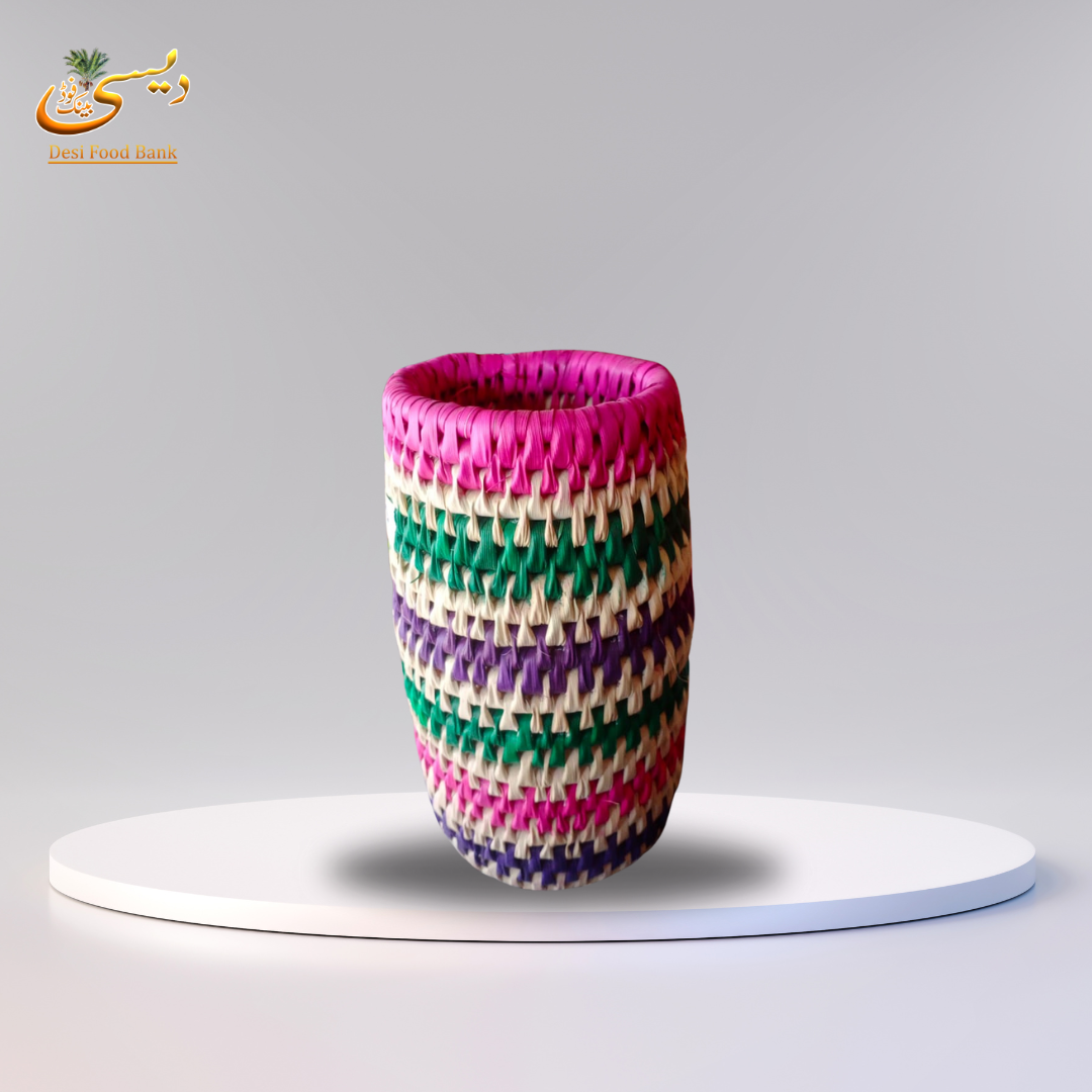 Colorful Woven Vase Storage and Decor | Made in Pakistan (Sindh)
