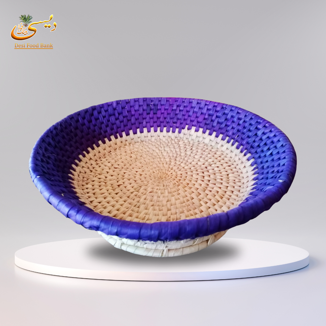 Handwoven Natural Fiber Multipurpose Basket - Purple & Natural