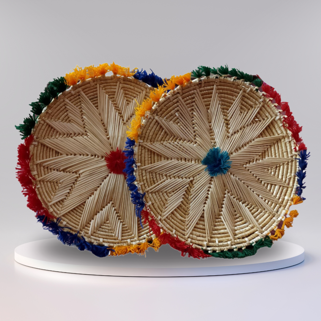 Pair of Handmade Fancy Chabbi/Dabkis Roti Plates | Made in Pakistan (Sindh)