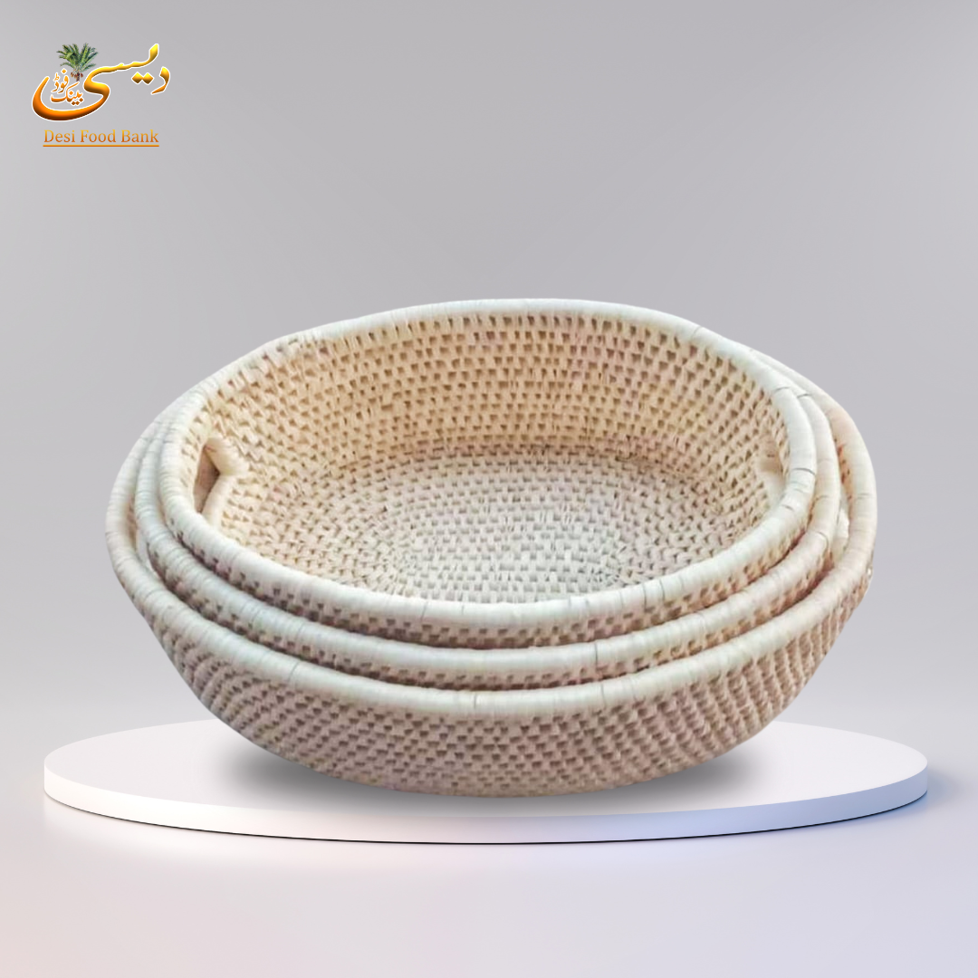 Handwoven Palm Leaf Bowls/Baskets - Rattan Style (Set of 3)